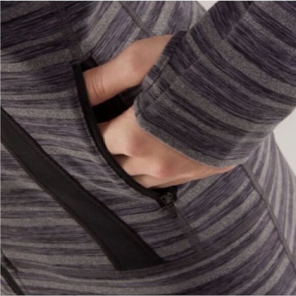 Lululemon Athletica Stride Jacket Black Stripes Galore Black Zip Up Jacket  8 - Picture 3 of 4